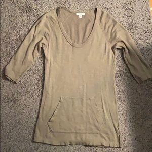 James Perse Standard Pouch Pocket Taupe Sweatshirt